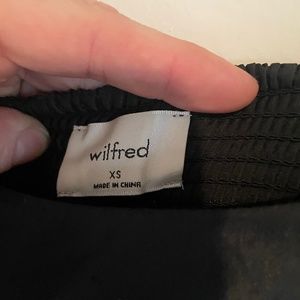 Aritzia Wilfred Serenade Blouse Taffeta Puff Sleeve Smocked Black Size Small